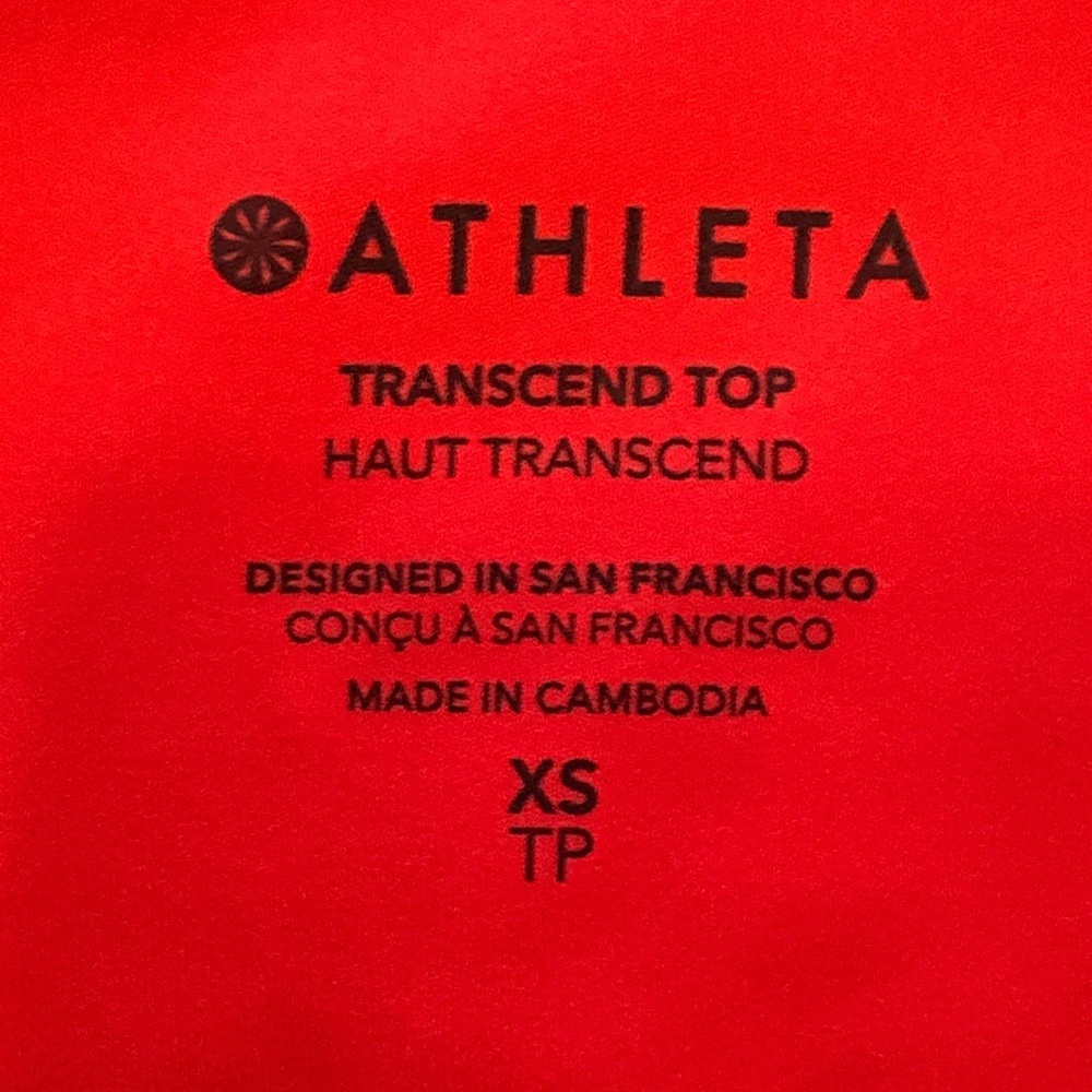 Athleta Red Long Sleeve Transcend Top - Picture 3 of 4